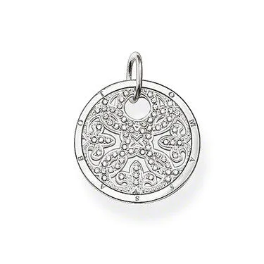 Thomas Sabo Sterling Silver White Zirconia Arabesque Disc Pendant D