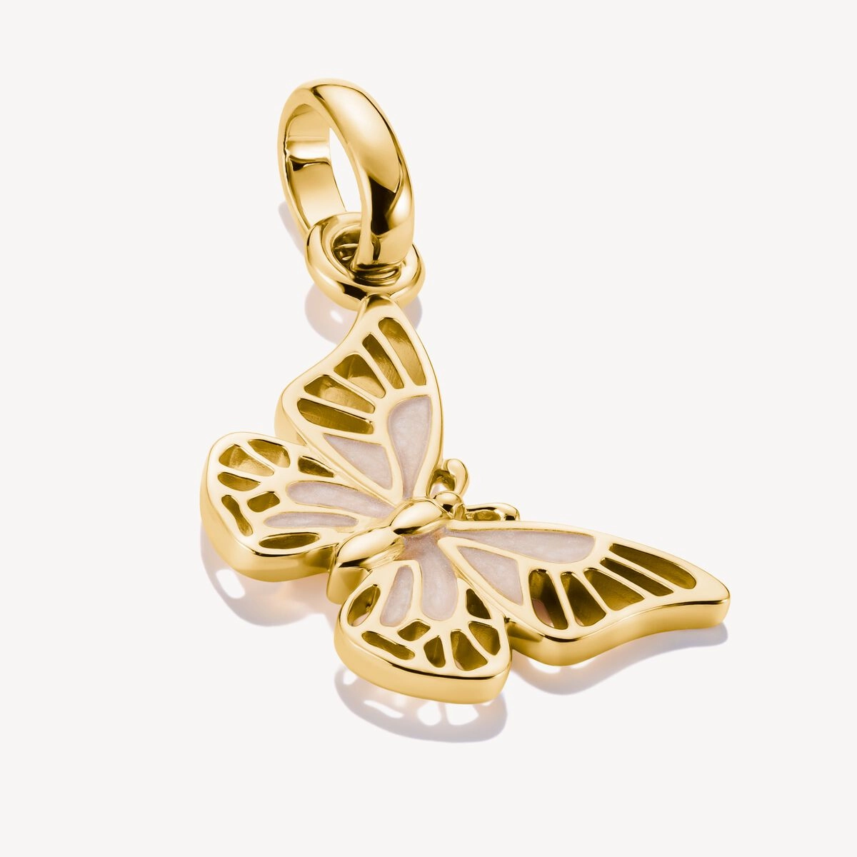 Thomas Sabo 18ct Gold Plated White Enamel Butterfly Connect Charm