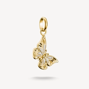 Thomas Sabo 18ct Gold Plated White Enamel Butterfly Connect Charm