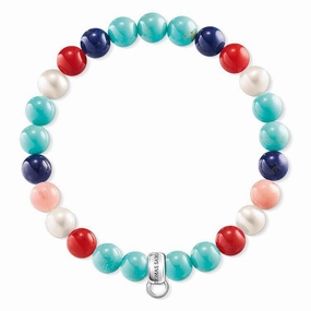 Thomas Sabo Charm Club Pearl Bamboo Turquoise Lapis 17.5cm Bracelet D