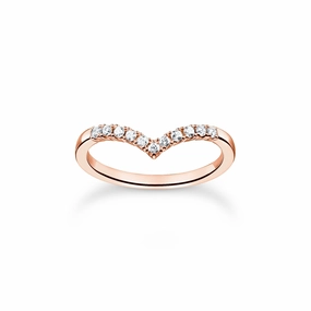 Thomas Sabo Charm Club Rose Gold Plated Sterling Silver V-Shape Ring