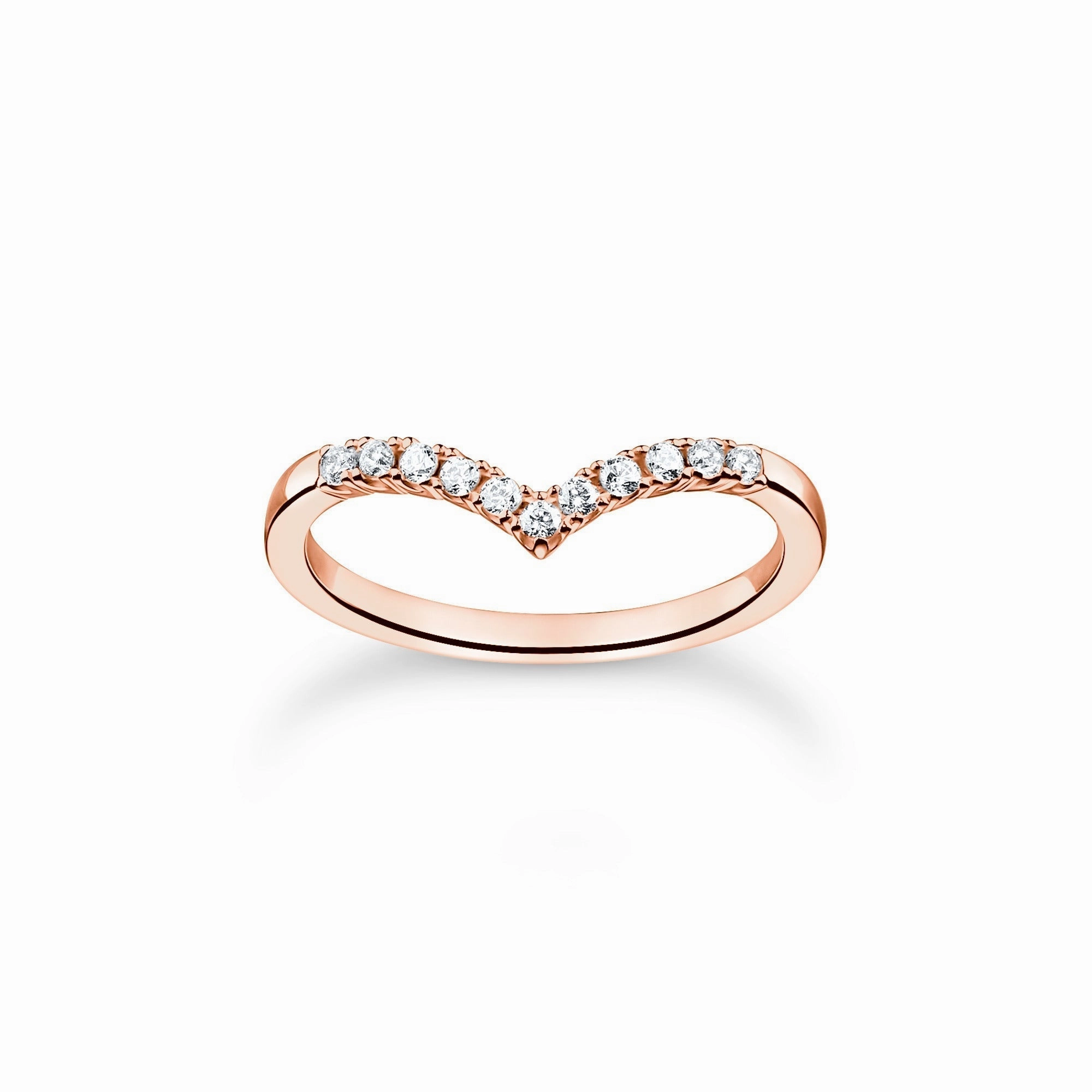 Thomas Sabo Charm Club Rose Gold Plated Sterling Silver V-Shape Ring