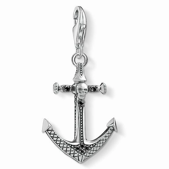 Thomas Sabo Charm Club Sterling Silver Black Zirconia Anchor Pendant