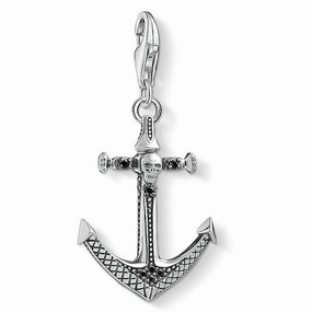 Thomas Sabo Charm Club Sterling Silver Black Zirconia Anchor Pendant