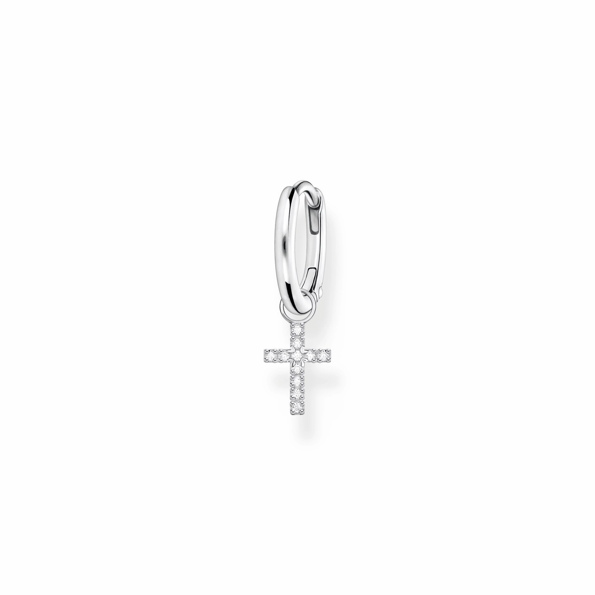 Thomas Sabo Charm Club Sterling Silver Cross Pendant Hoop Earring