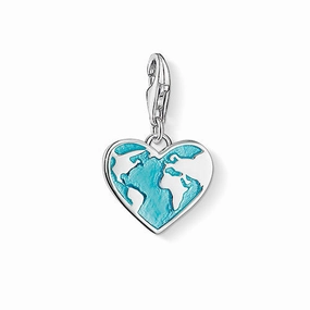 Thomas Sabo Charm Club Sterling Silver Heart Globe Charm