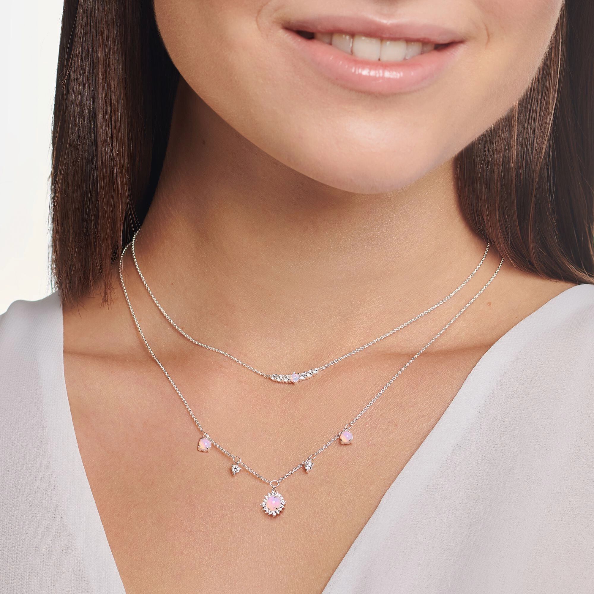 Thomas Sabo Charm Club Sterling Silver Star Vintage Rose Stone Necklace D
