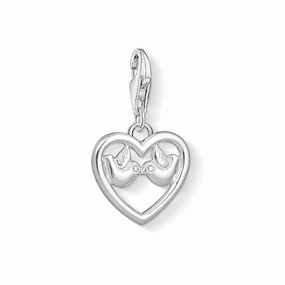Thomas Sabo Charm Club Sterling Silver White Zirconia Heart with Doves Charm D