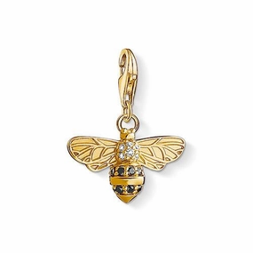 Thomas Sabo Charm Club Yellow Gold Plated Silver Zirconia Bee Charm