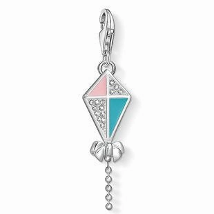 Thomas Sabo Charm Sterling Silver White Zirconia Pink Turquoise Kite Charm D