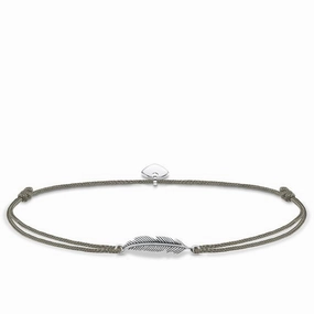 Thomas Sabo Glam and Soul Sterling Silver Feather Pendant Nylon Anklet