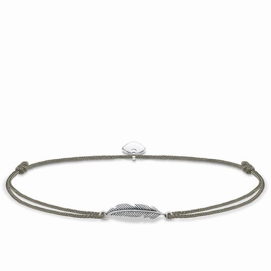 Thomas Sabo Glam and Soul Sterling Silver Feather Pendant Nylon Anklet