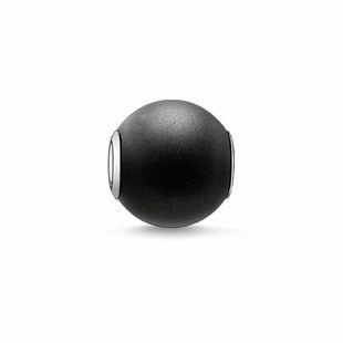 Thomas Sabo Karma Bead Sterling Silver Black Obsidian Matt Charm