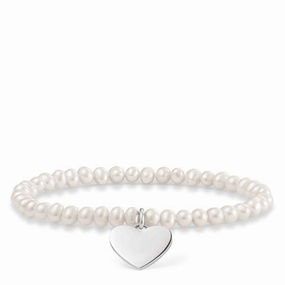 Thomas Sabo Love Bridge Sterling Silver Freshwater Pearl Heart Bracelet 15.5cm D