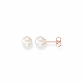 Thomas Sabo Rose Gold Plated Sterling Silver Freshwater Pearl Stud Earrings