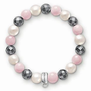 Thomas Sabo Silver Hematite Rose Quartz Pearl Medium Bracelet D
