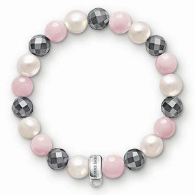 Thomas Sabo Silver Hematite Rose Quartz Pearl Medium Bracelet D
