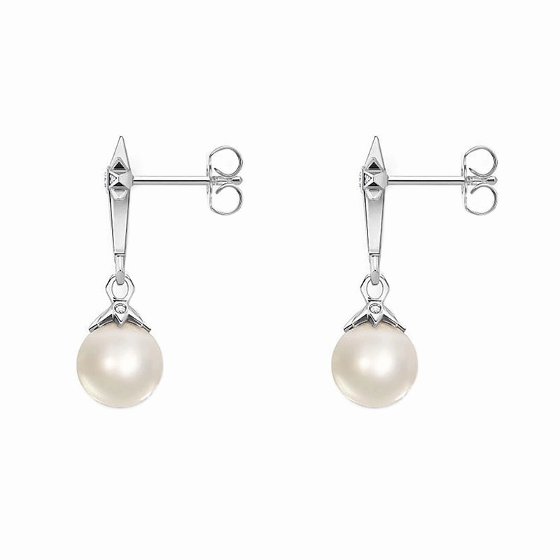 Thomas Sabo Sterling Silver Pearl Star Drop Stud Earrings