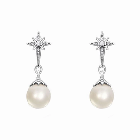 Thomas Sabo Sterling Silver Pearl Star Drop Stud Earrings