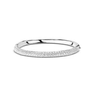 Ti Sento Bangle Silver And White Cubic Zirconia Pave Set