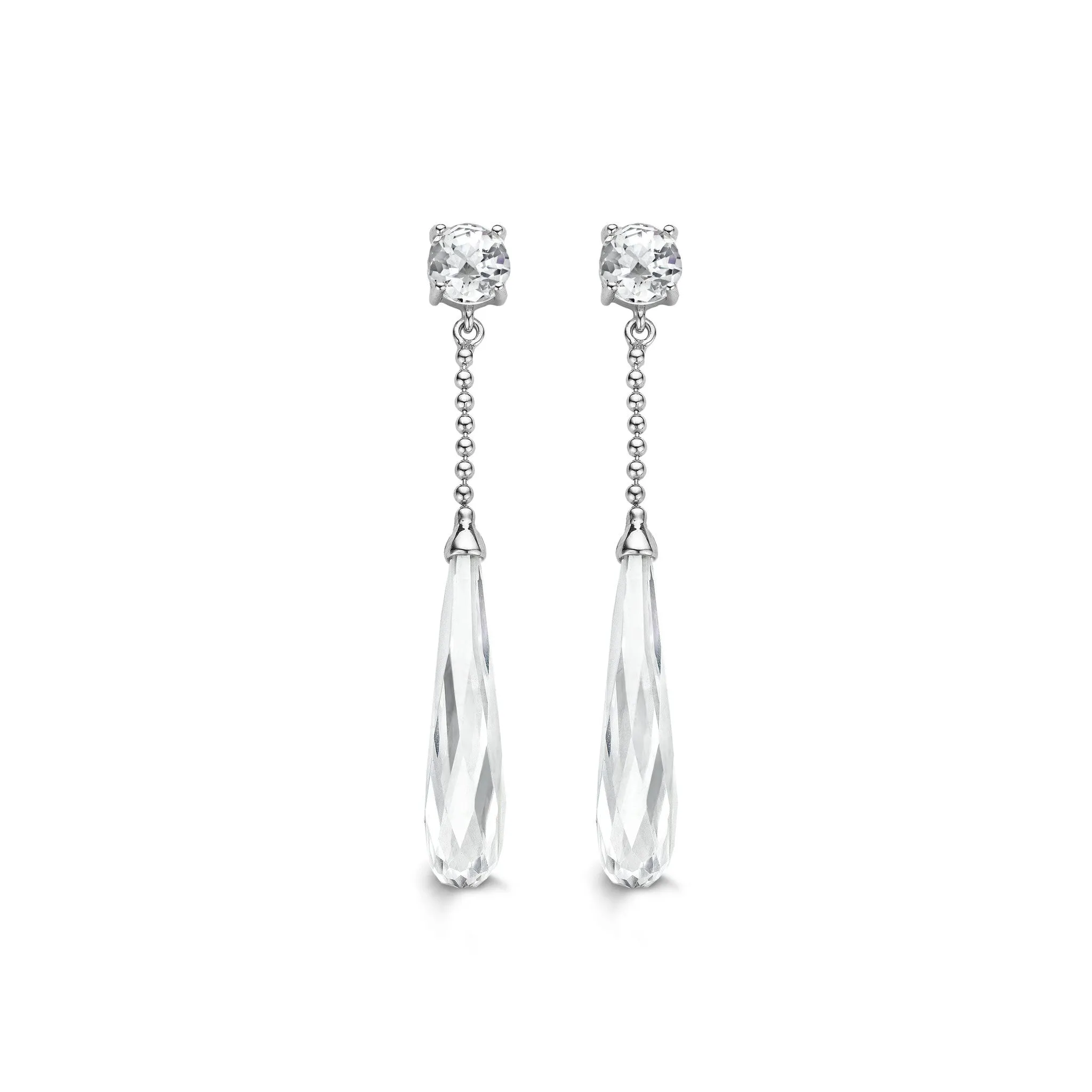 Ti Sento Earrings Drop Silver With White Cubic Zirconia Round And Pear
