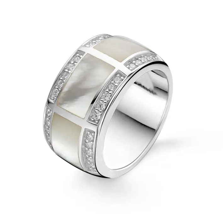 Ti Sento Ring Silver 3 Channel Set Wide Band
