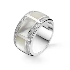Ti Sento Ring Silver 3 Channel Set Wide Band