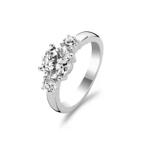 Ti Sento Ring Silver And White Cubic Zirconia 3 Stone