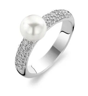 Ti Sento Ring Silver and White Cubic Zirconia Ball Top