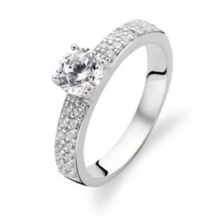 Ti Sento Ring Silver And White Cubic Zirconia Claw Set