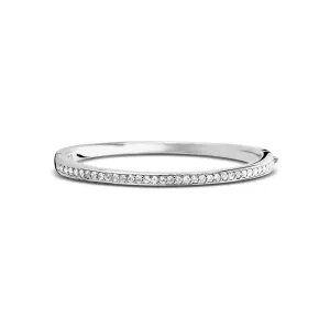 Ti Sento Sterling Silver Cubic Zirconia Hinged Bangle D