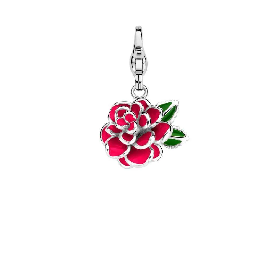 Ti Sento Sterling Silver Pink Enamel Love Bloom Charm D