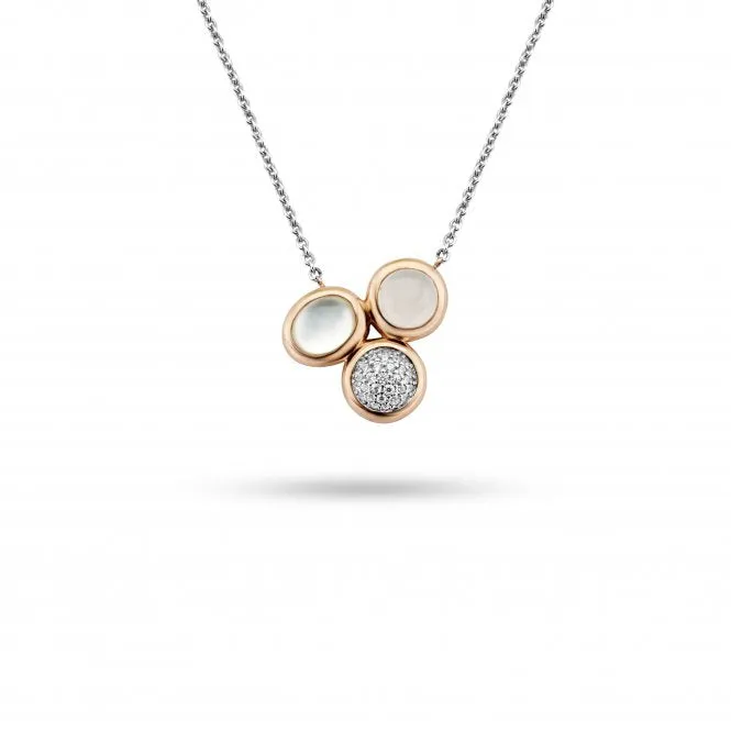 Ti Sento Sterling Silver Rose Gold Crystal Necklace D
