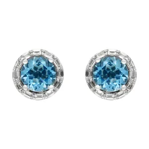 Tivon 18ct White Gold Santa Maria Aquamarine Diamond Stud Earrings