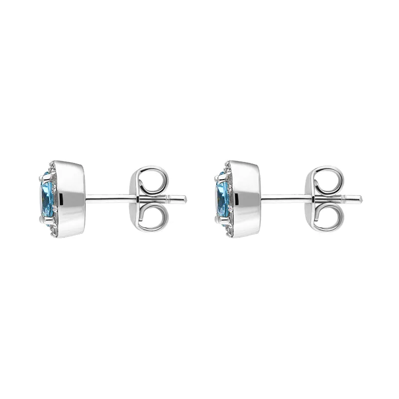 Tivon 18ct White Gold Santa Maria Aquamarine Diamond Stud Earrings
