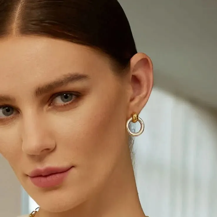 Two-Tone Hoop Earrings E062-10T