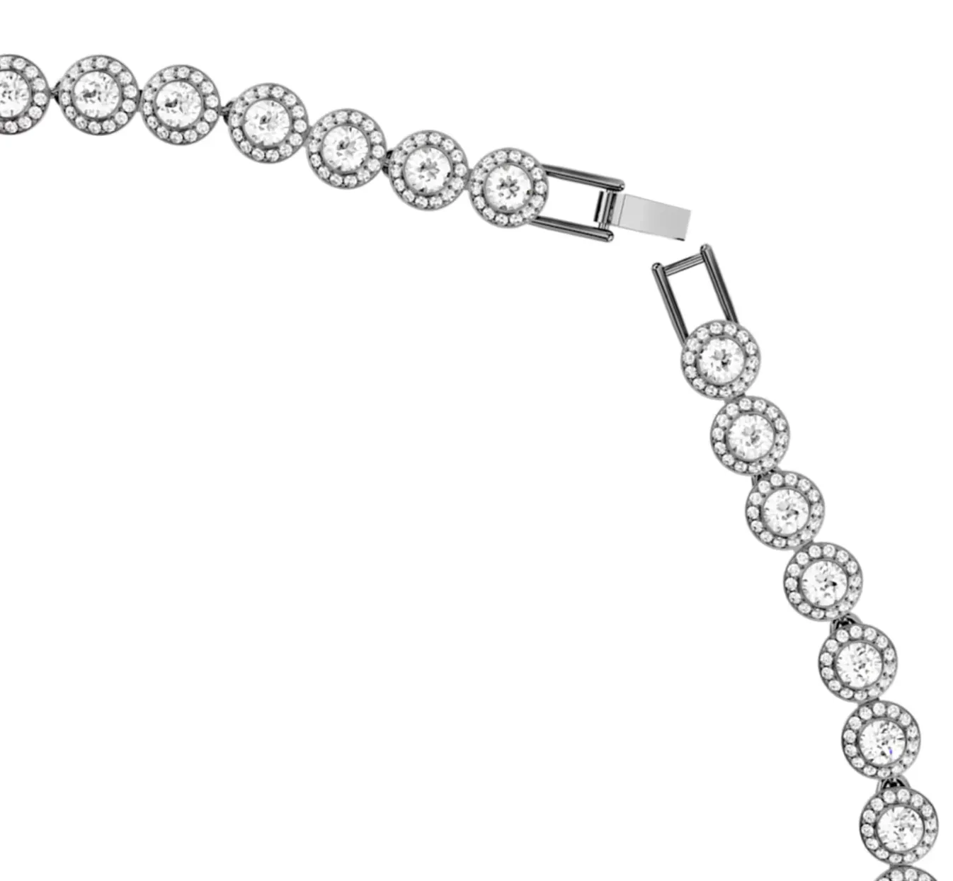 Una Round Cut Long, White, Ruthenium Plated Necklace