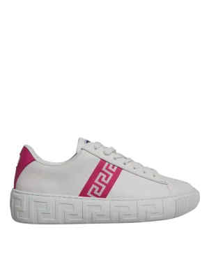 Versace  pink Greca Print Platform Low Top Sneakers Men's Shoes