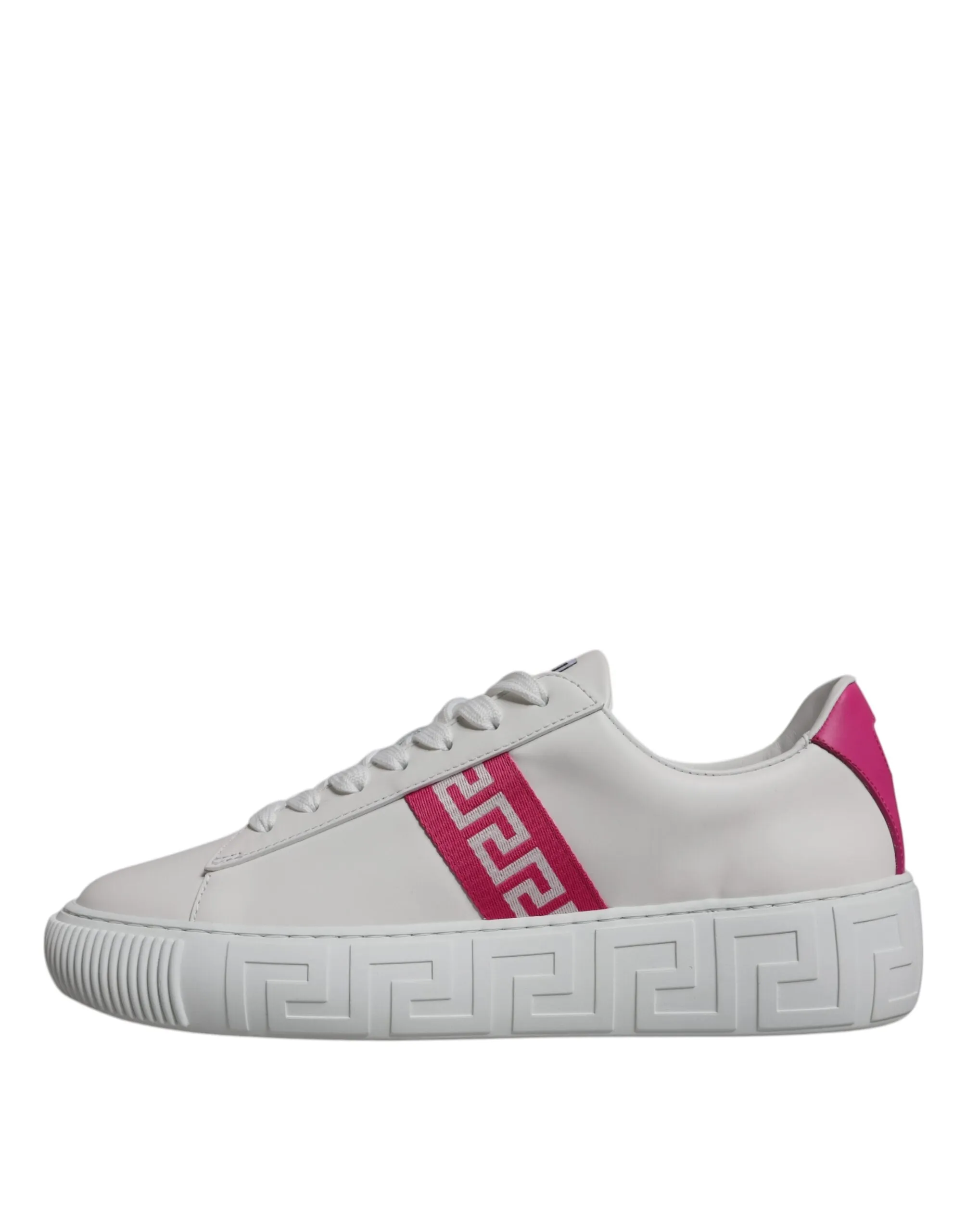 Versace  pink Greca Print Platform Low Top Sneakers Men's Shoes