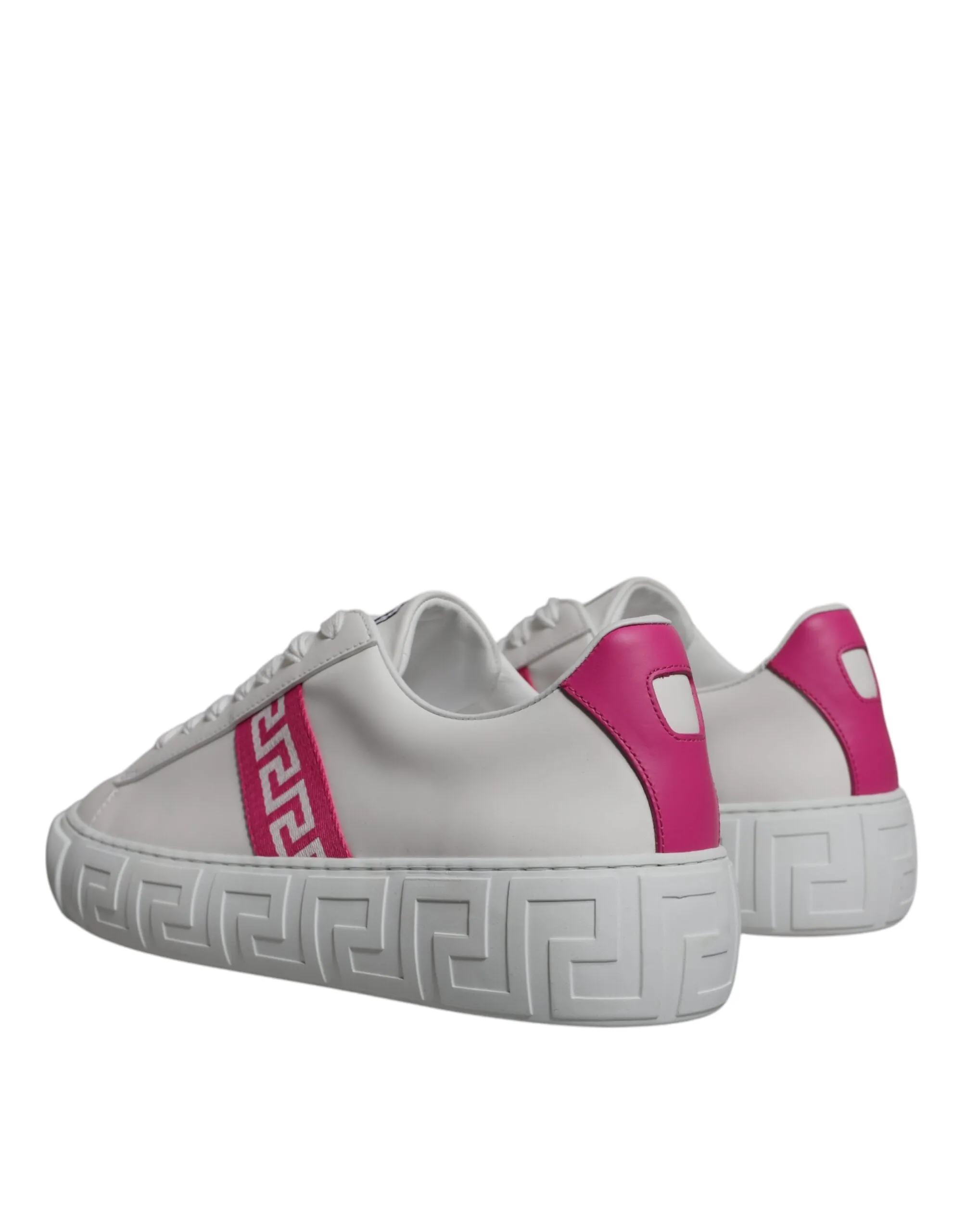 Versace  pink Greca Print Platform Low Top Sneakers Men's Shoes