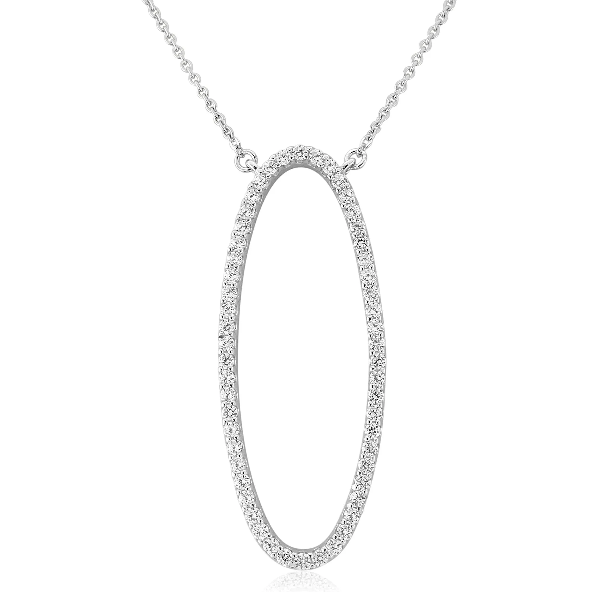 Waterford Jewellery Sterling Silver Cubic Zirconia Open Oval Necklace
