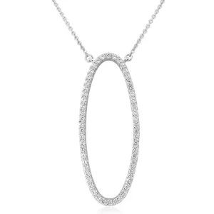 Waterford Jewellery Sterling Silver Cubic Zirconia Open Oval Necklace