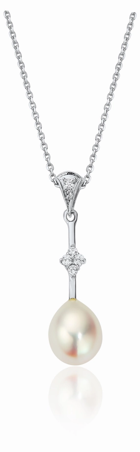 Waterford Jewellery Sterling Silver Pearl Cubic Zirconia Cluster Necklace