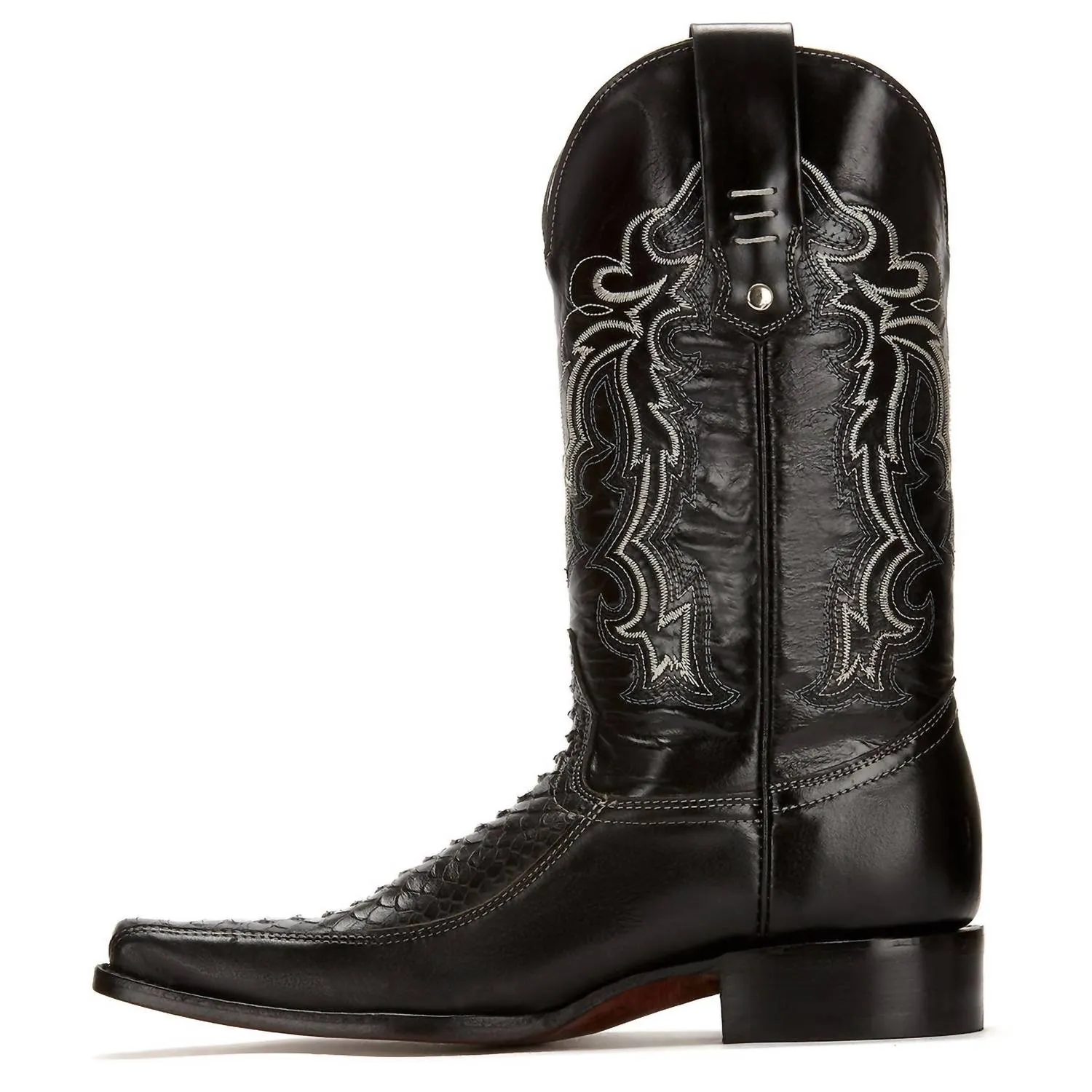 Western Cowboy Leather Boots In Black