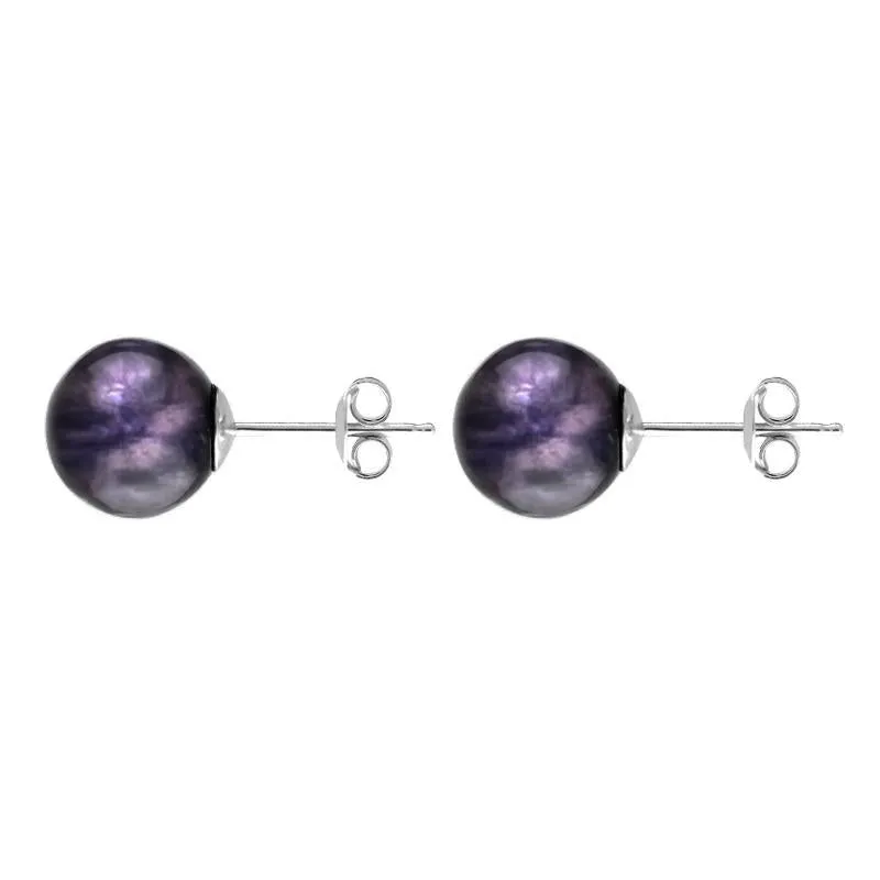 White Gold Blue John 10mm Ball Stud Earrings