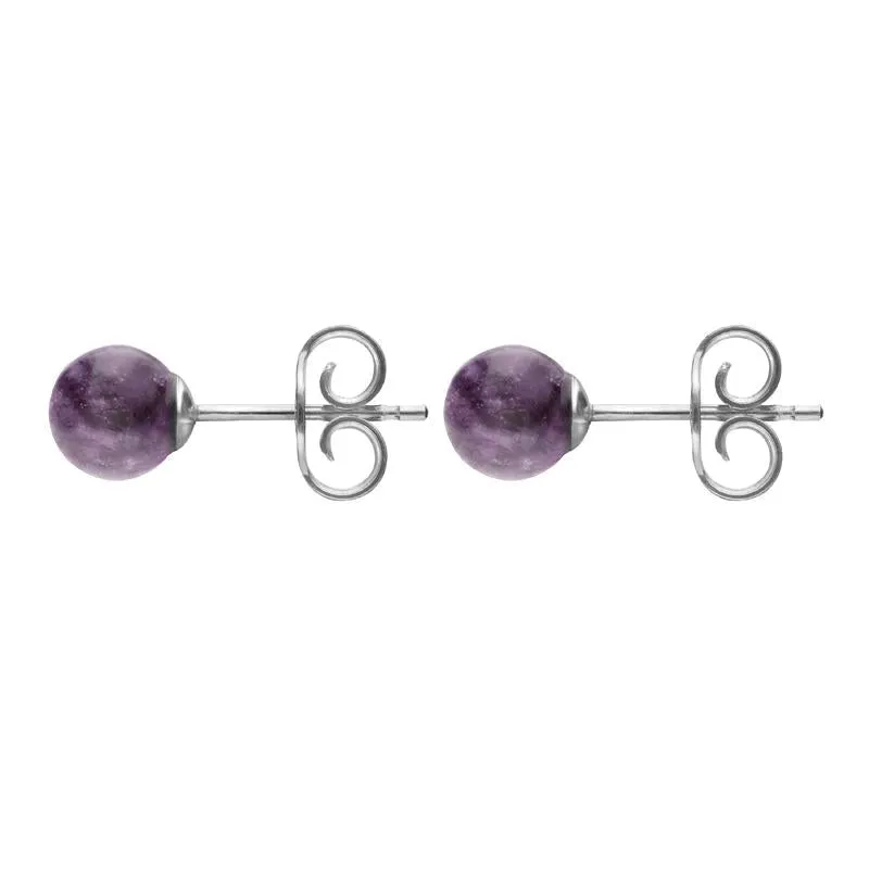 White Gold Blue John 5mm Ball Stud Earrings