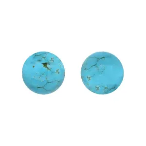 White Gold Turquoise 8mm Ball Stud Earrings
