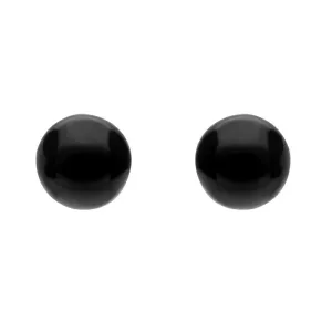 White Gold Whitby Jet 6mm Ball Stud Earrings