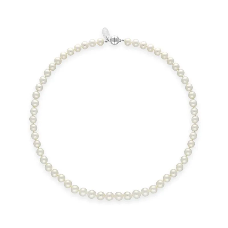 White Pearl 8mm Round Bead Necklace