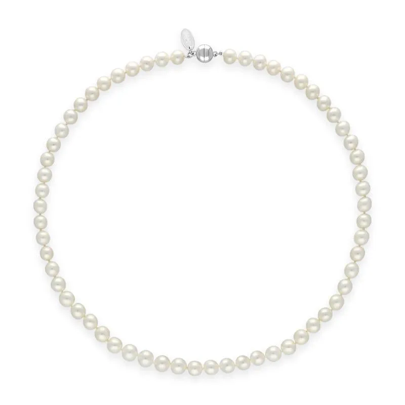 White Pearl 8mm Round Bead Necklace